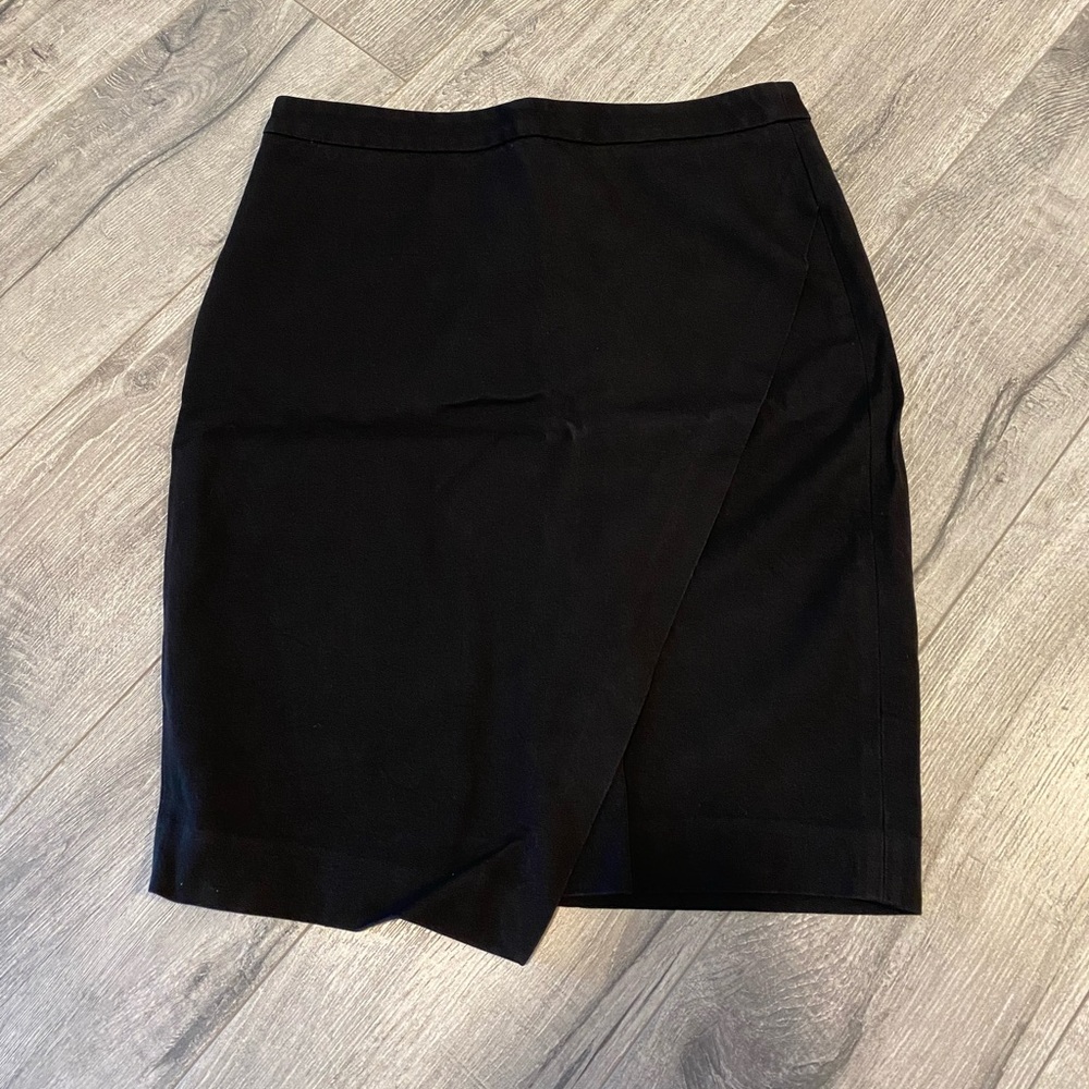 Black Faux Wrap Skirt